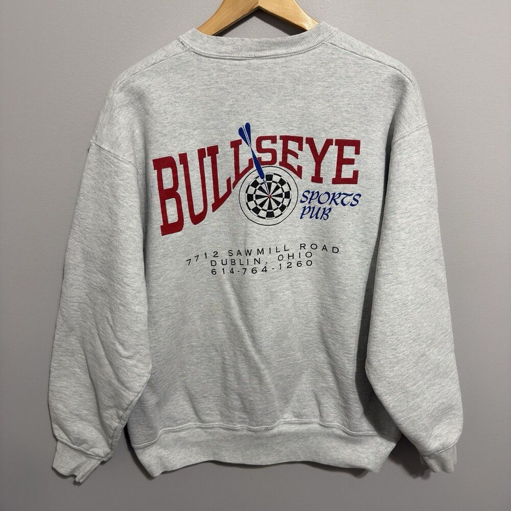 Vintage 90s Sports Pub Darts Sweatshirt Mens L Pullover Crew Neck Dublin OH